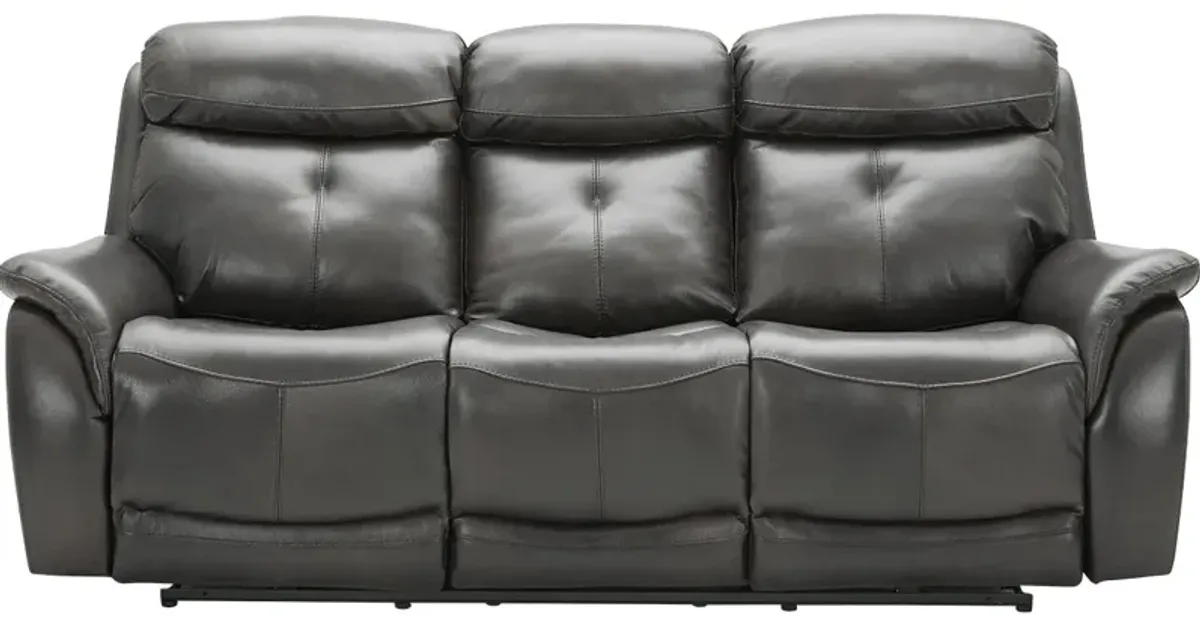 Echo Gray Leather Power Reclining Sofa W/ Power Headrests