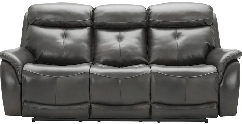 Echo Gray Leather Power Reclining Sofa W/ Power Headrests