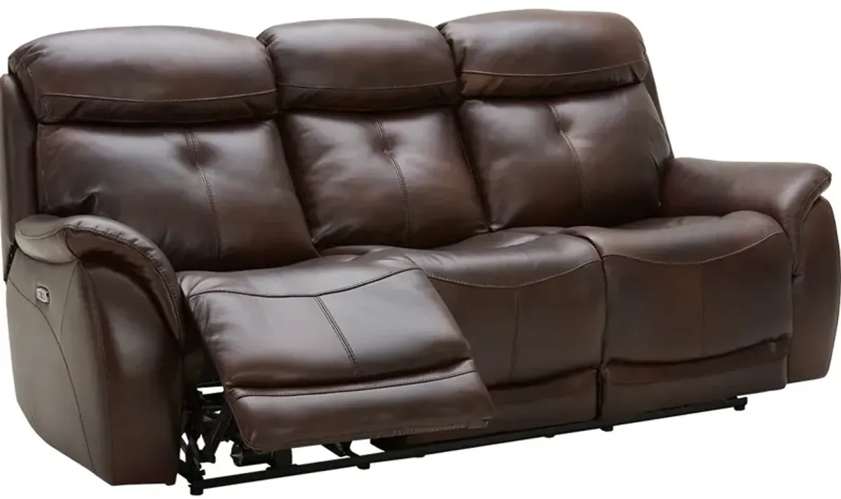 Echo Brown Leather Power Reclining Sofa W/ Power Headrests