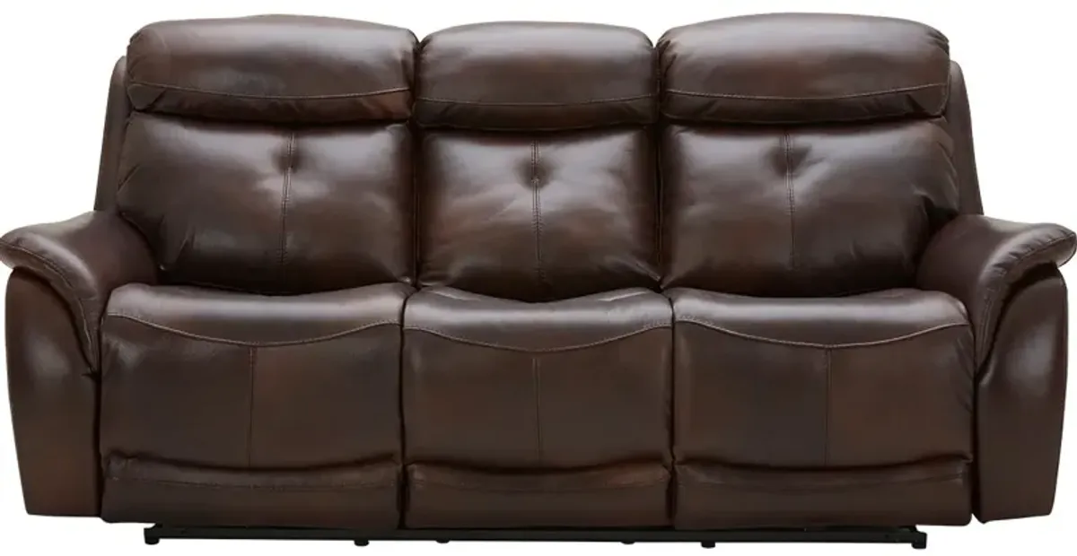 Echo Brown Leather Power Reclining Sofa W/ Power Headrests