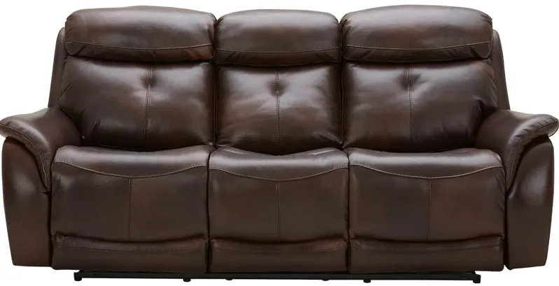 Echo Brown Leather Power Reclining Sofa W/ Power Headrests