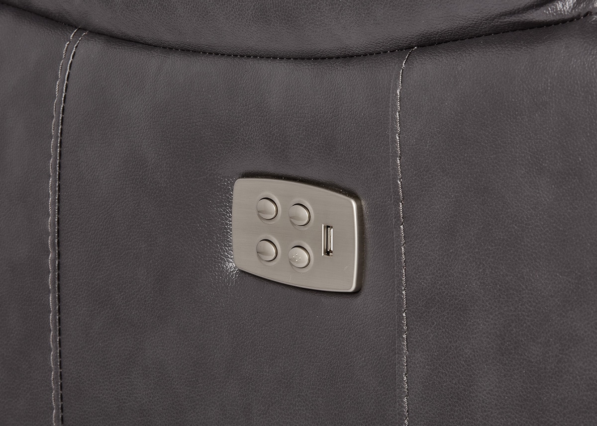 Vallen Gray Leather Power Sofa W/ Power Headrests