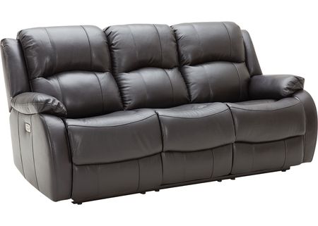 Vallen Gray Leather Power Sofa W/ Power Headrests