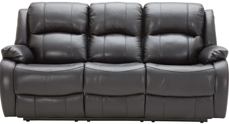 Vallen Gray Leather Power Sofa W/ Power Headrests