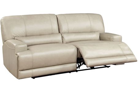 Bowery Taupe Leather Power Reclining Sofa