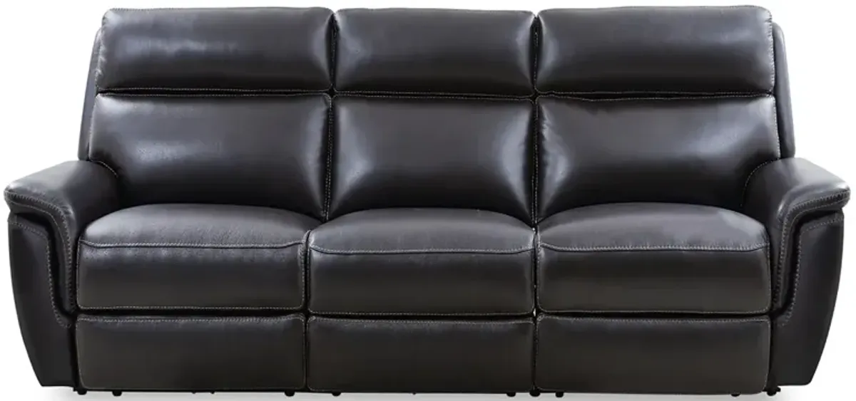 Edgewood Black Leather Dual Power Reclining Sofa W/ Power Headrests