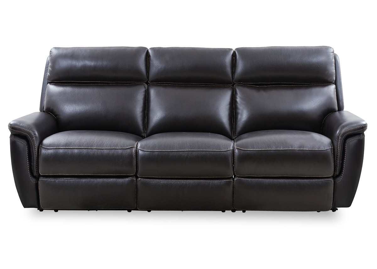 Edgewood Black Leather Dual Power Reclining Sofa W/ Power Headrests