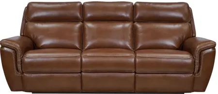 Edgewood Brown Leather Dual Power Reclining Sofa W/ Power Headrests