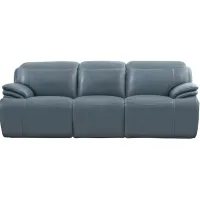 Isaac Blue Leather Zero Gravity Power Reclining Sofa W/ Power Headrests