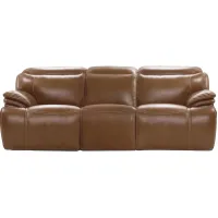 Isaac Brown Leather Zero Gravity Power Reclining Sofa W/ Power Headrests