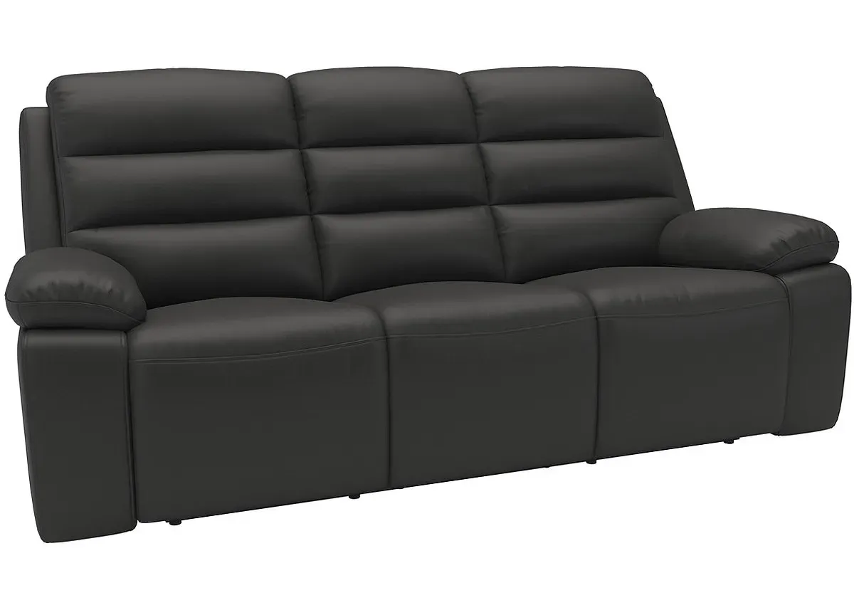 Duke Dark Gray Leather Power Reclining Sofa W/ Power Headrests