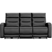 Emerie Black Leather Power Reclining Sofa W/ Power Headrests