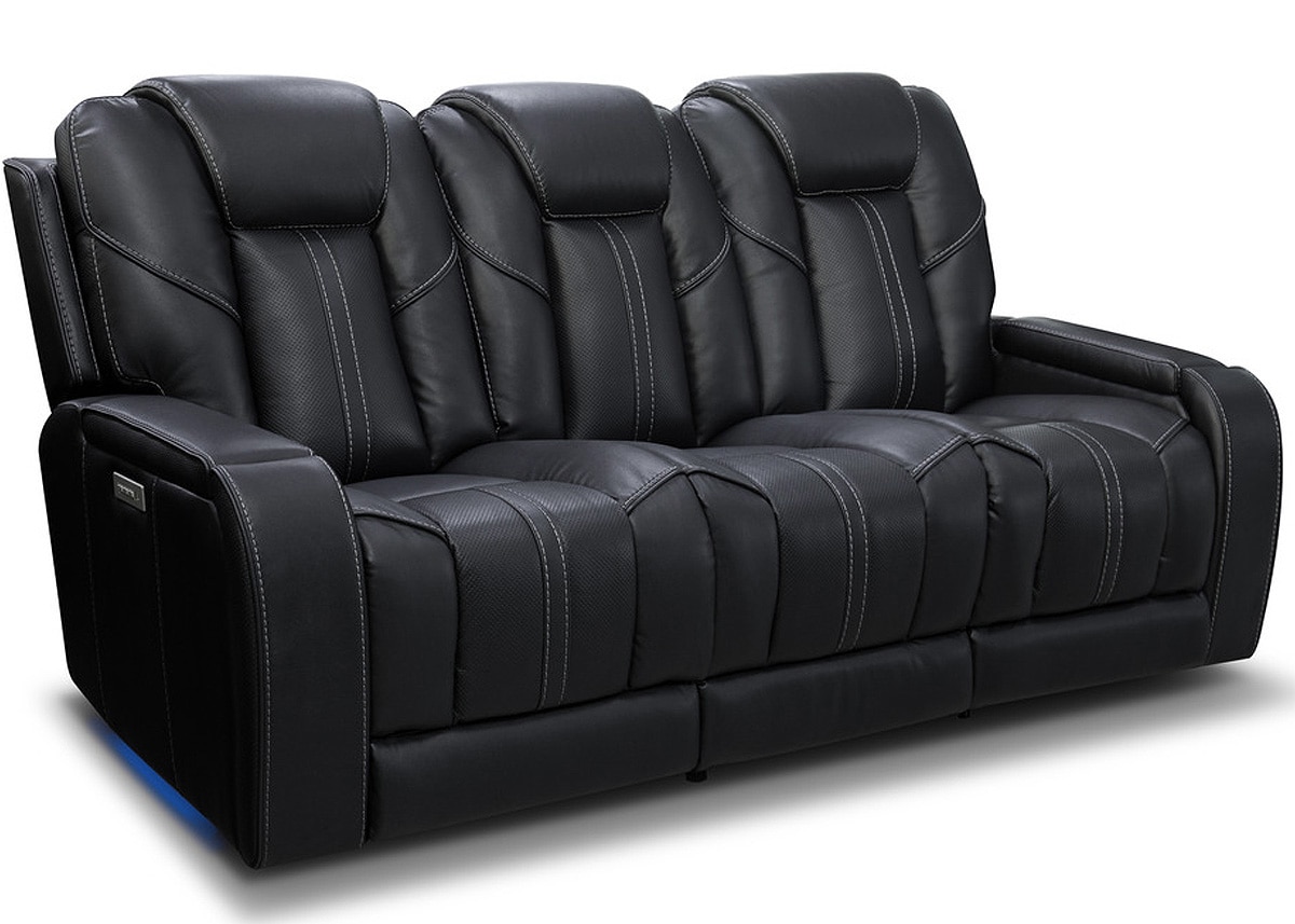 Dalton Black Home Theater Power Reclining Sofa W/ Power Headrests