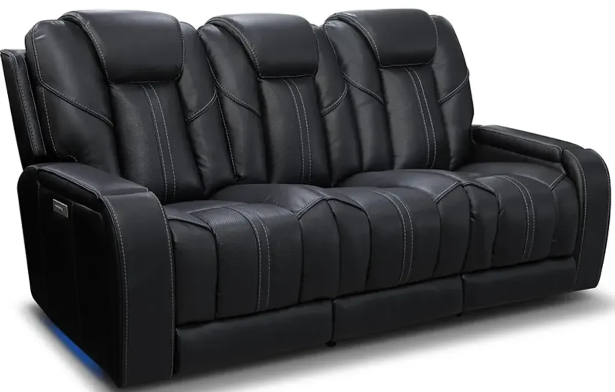 Dalton Black Power Reclining Sofa W/ Power Headrests