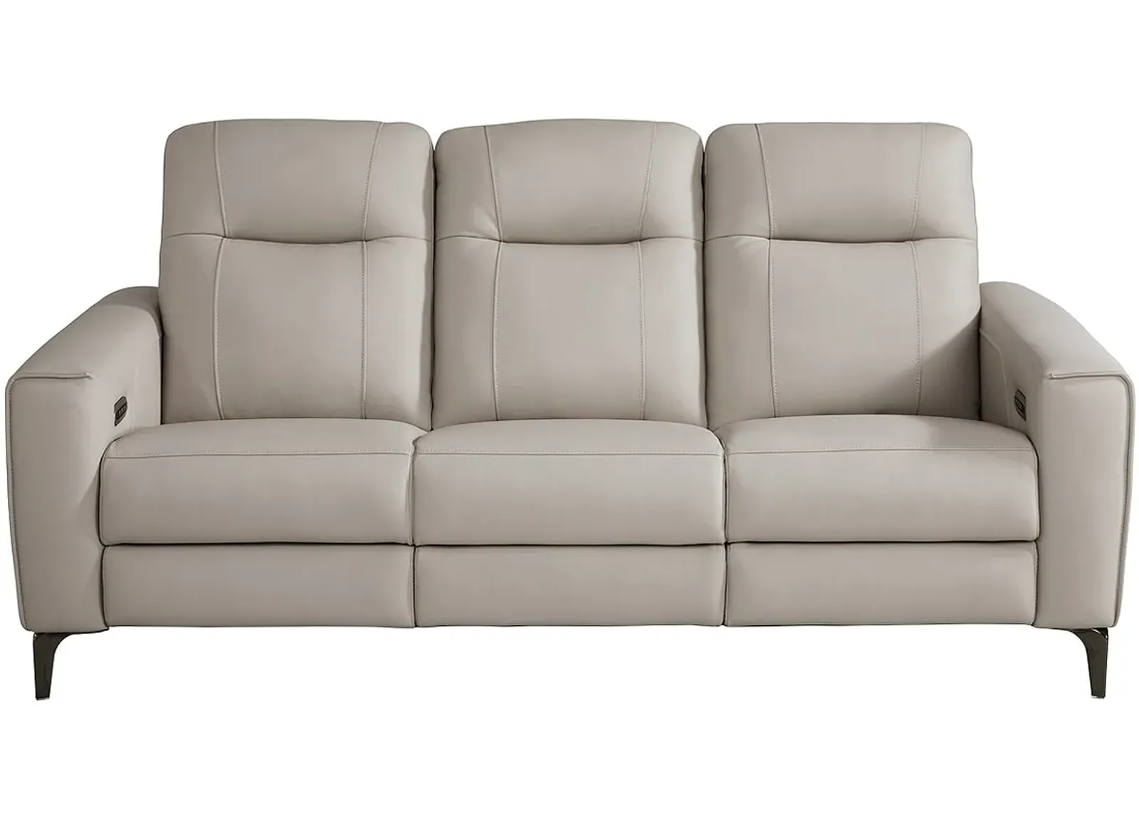 Parkside Heights Gray Leather Power Reclining Sofa W/ Power Headrests By Drew & Jonathan