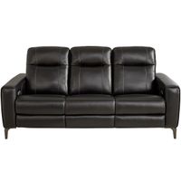 Parkside Heights Black Leather Power Reclining Sofa W/ Power Headrests By Drew & Jonathan