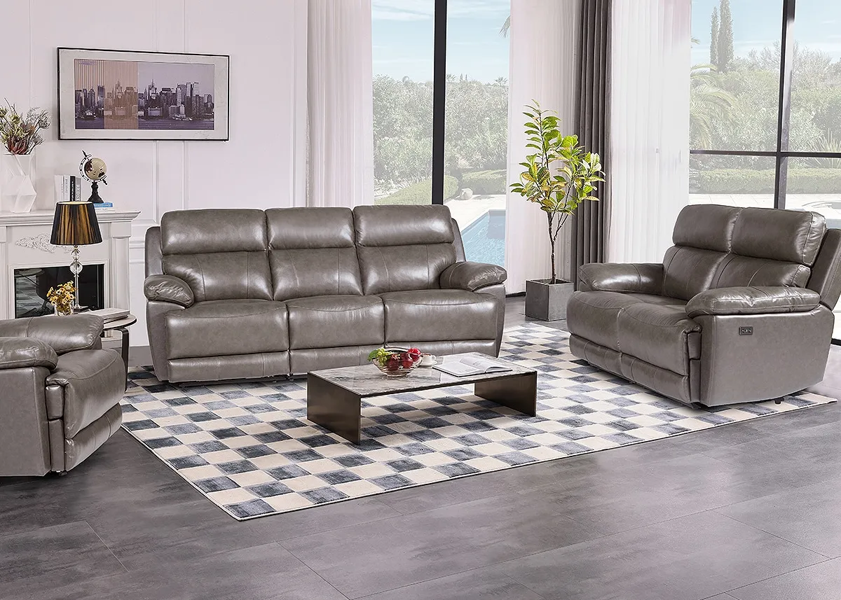 Joliet Brown Leather Power Reclining Sofa