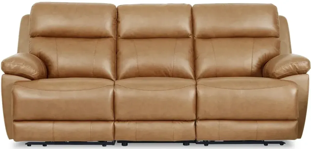 Joliet Tan Leather Power Reclining Sofa