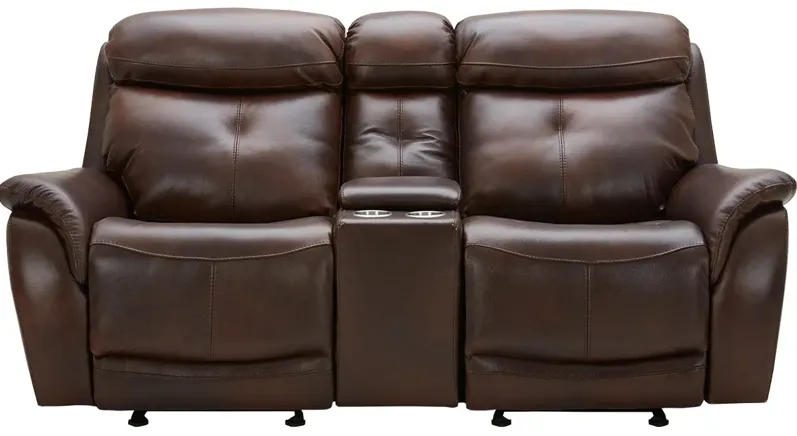 Echo Brown Leather Power Reclining Loveseat W/ Power Headrests