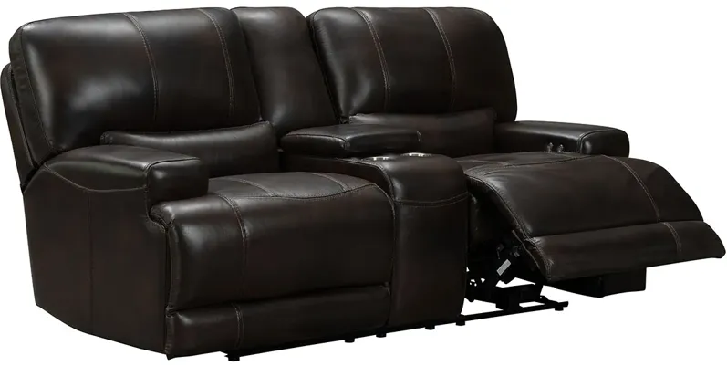 Bowery Chocolate Leather Power Reclining Loveseat