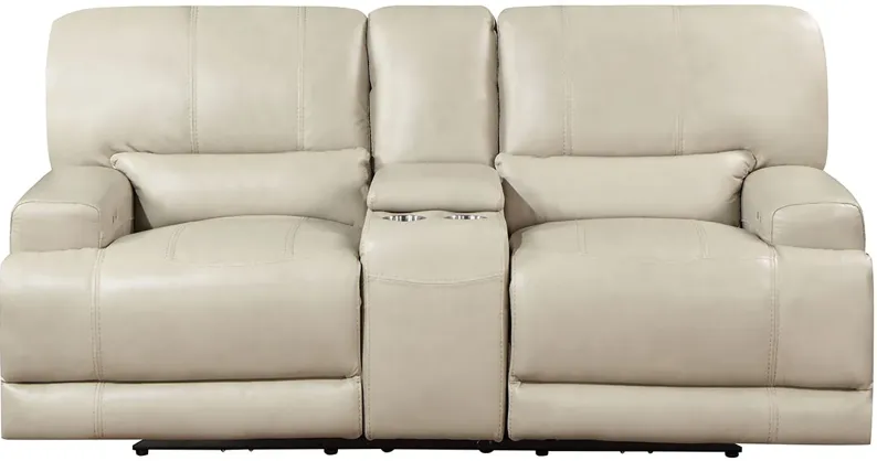 Bowery Taupe Leather Power Reclining Loveseat