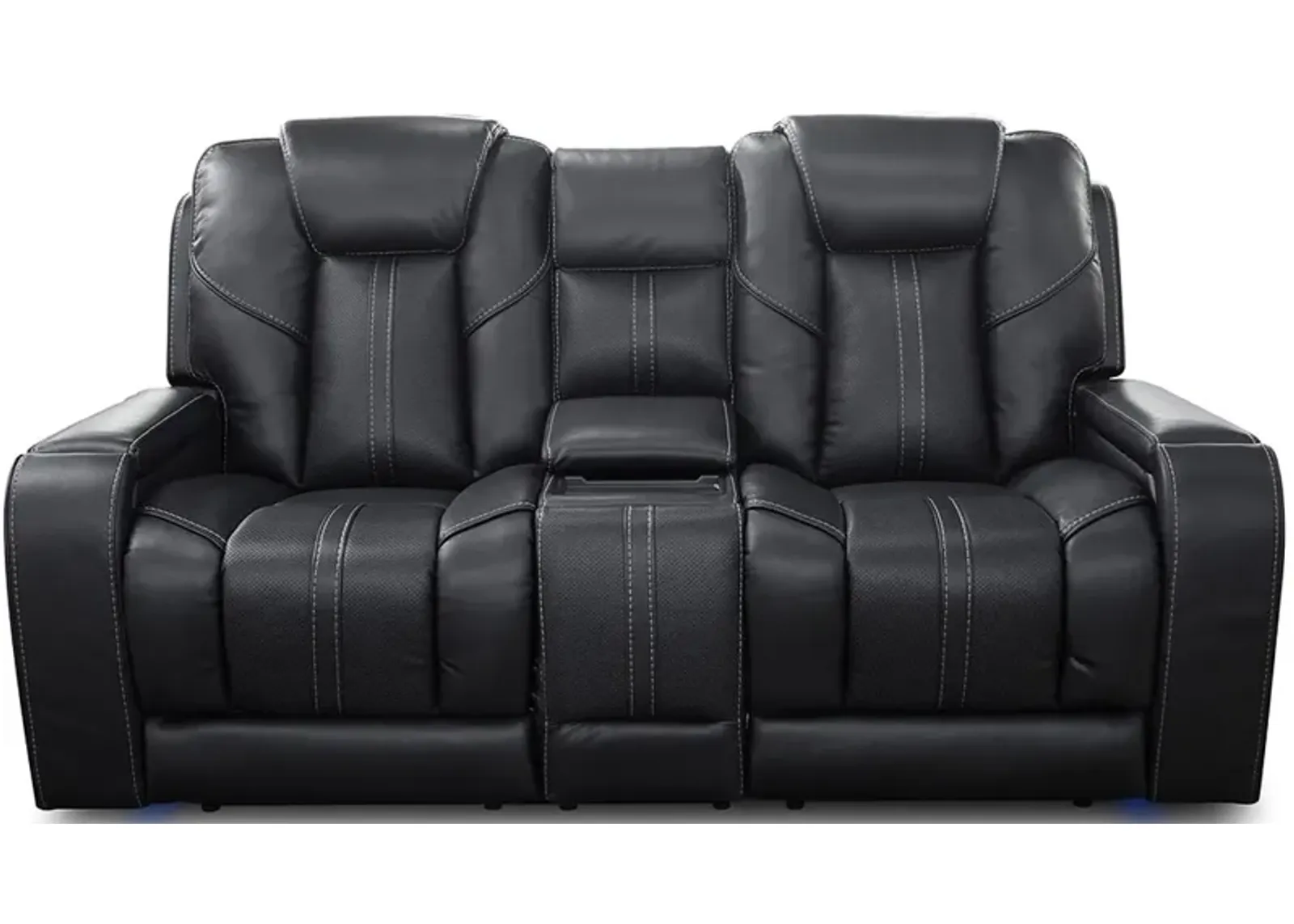 Dalton Black Home Theater Power Reclining Console Loveseat W/ Power Headrests