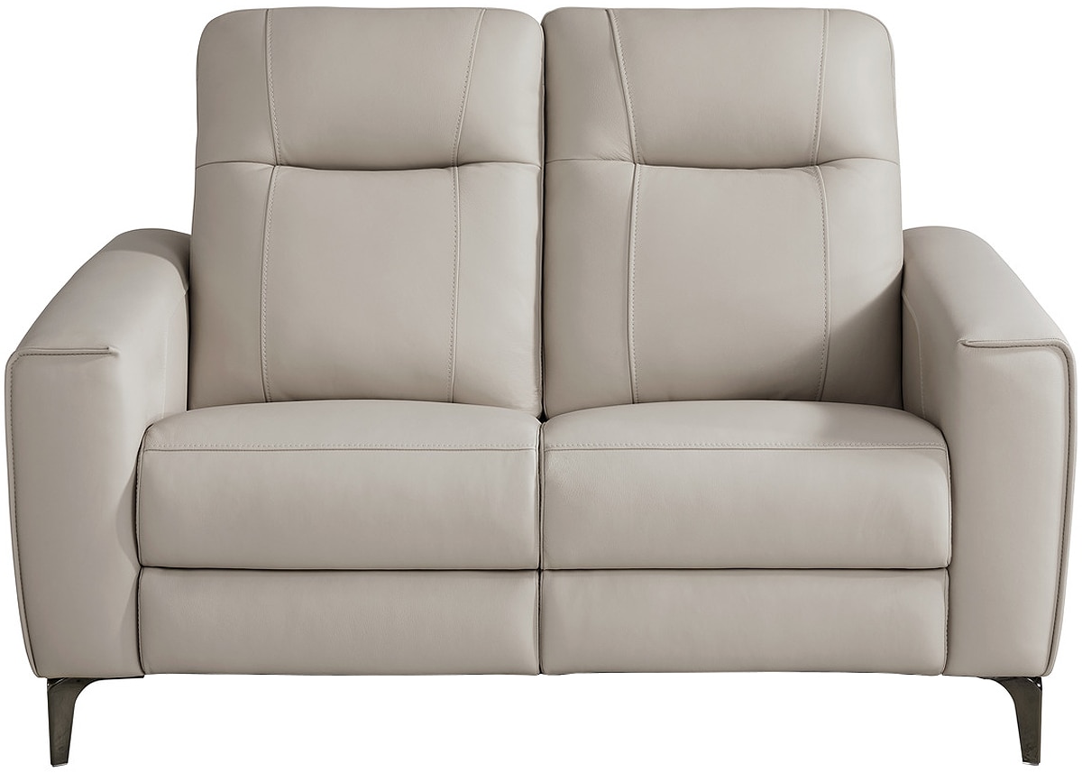 Parkside Heights Gray Leather Dual Power Reclining Loveseat W/ Power Headrests By Drew & Jonathan