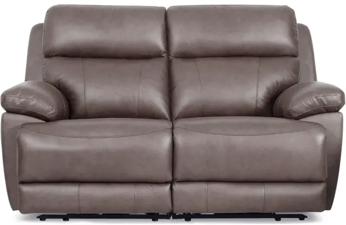 Joliet Brown Leather Power Reclining Loveseat