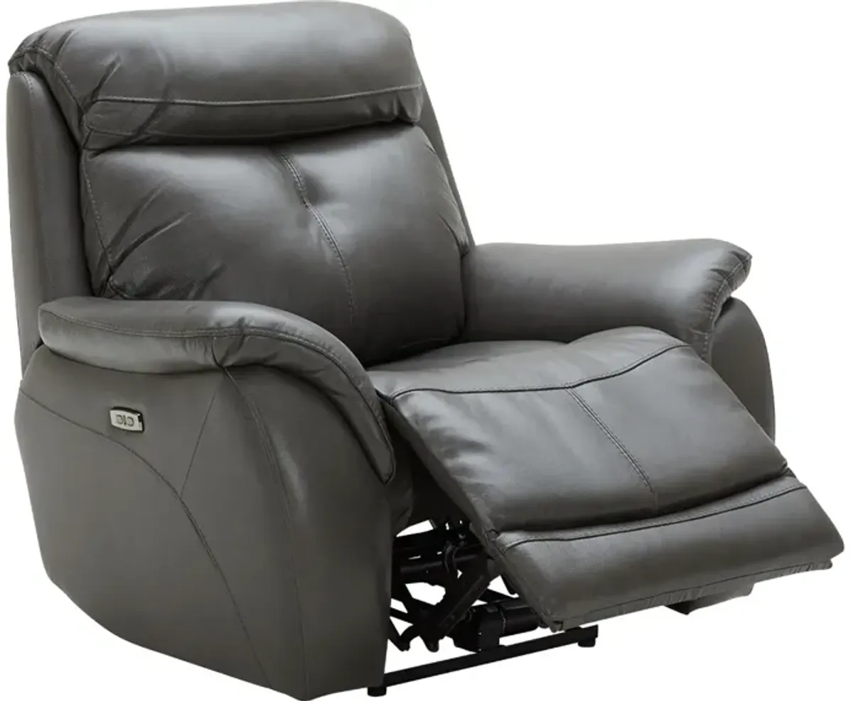 Echo Gray Leather Power Recliner W/ Power Headrest