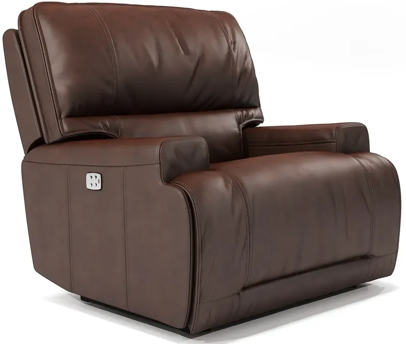 Clio II Brown Leather Power Recliner