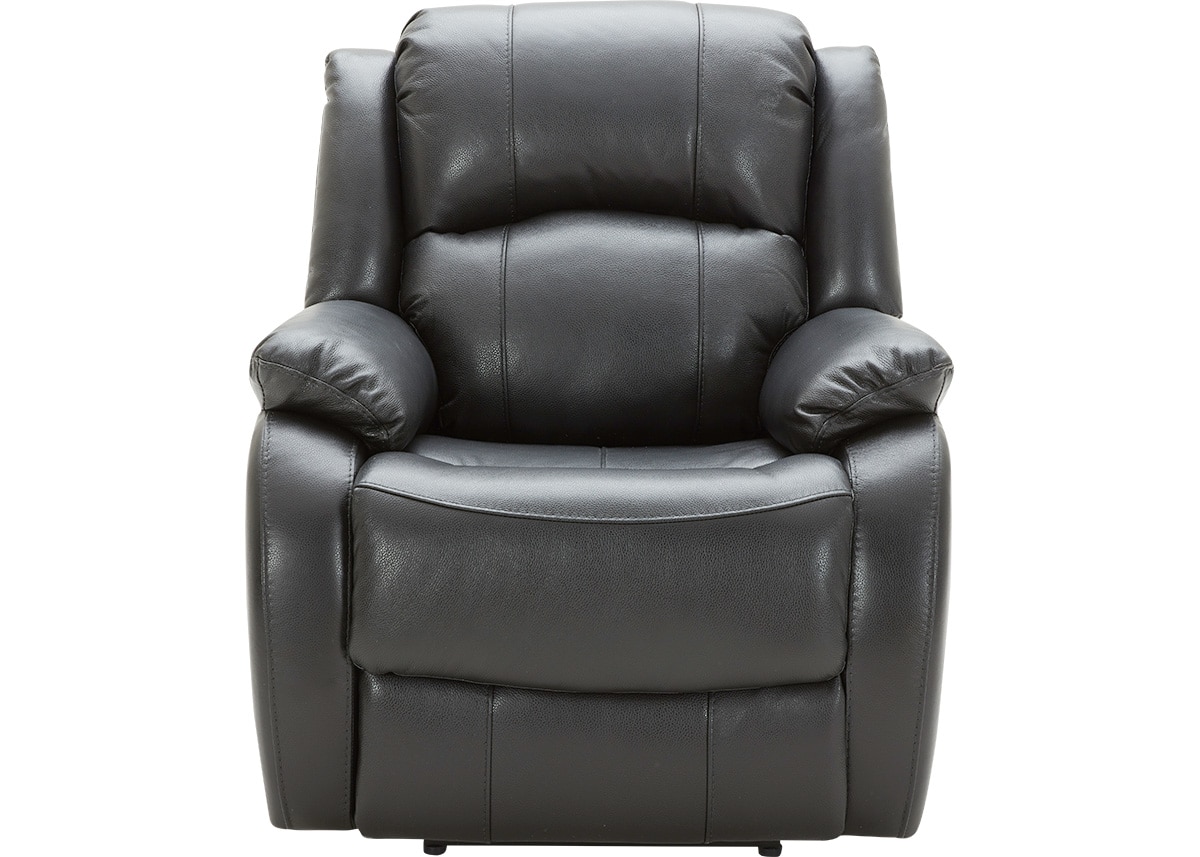 Vallen Gray Leather Power Recliner W/ Power Headrest