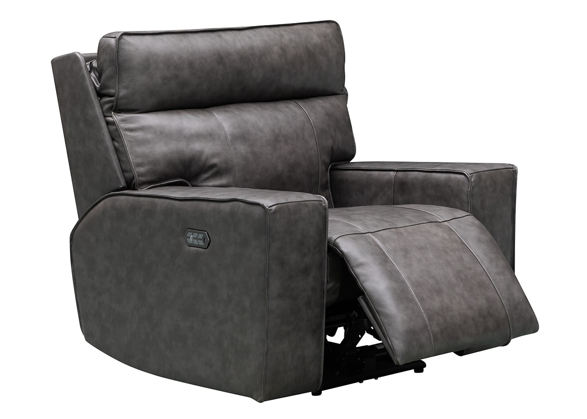 Torro Gray Leather Power Recliner W/ Power Headrest