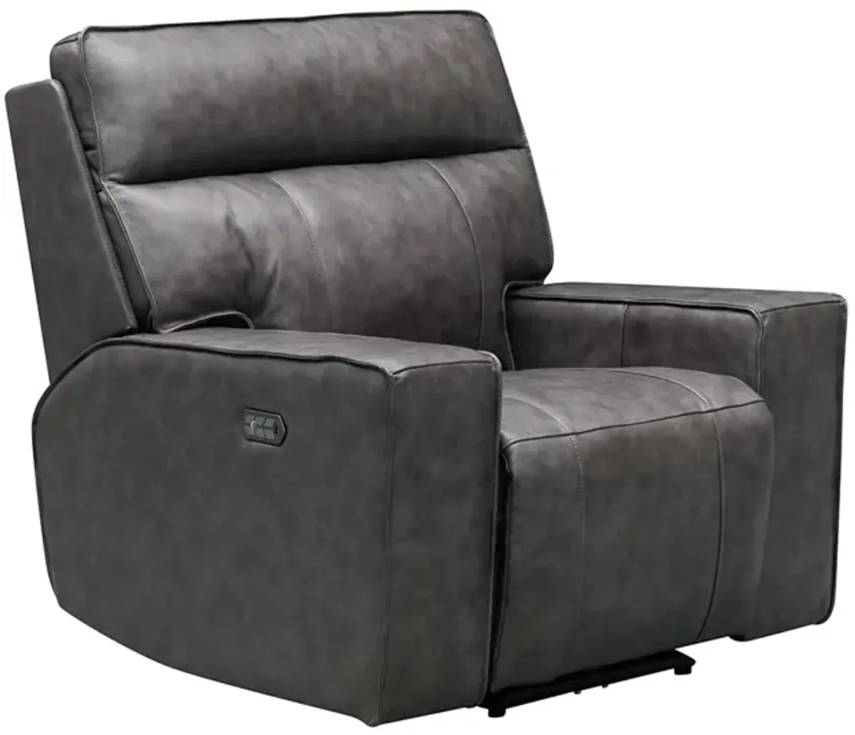 Torro Gray Leather Power Recliner W/ Power Headrest