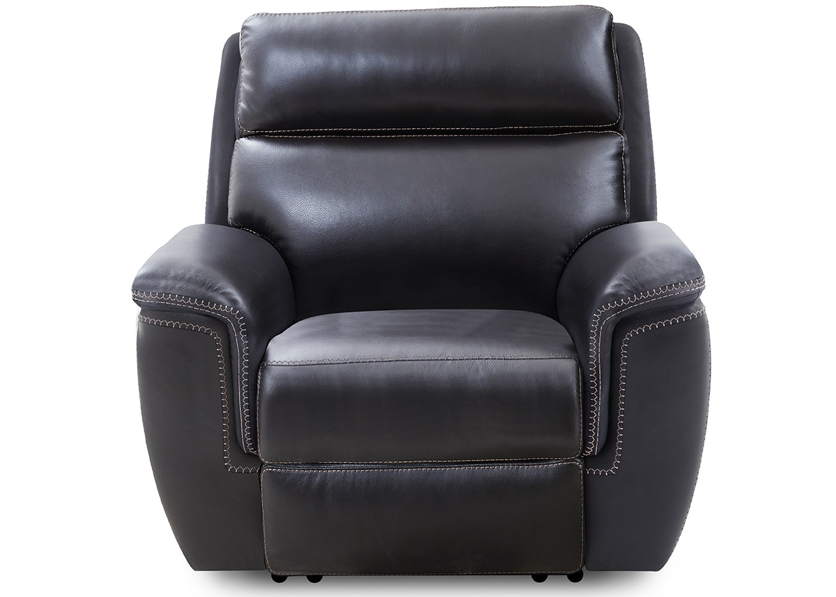 Edgewood Black Leather Power Recliner W/ Power Headrest