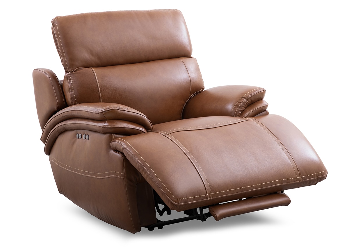 Isaac Brown Leather Zero Gravity Power Recliner W/ Power Headrest