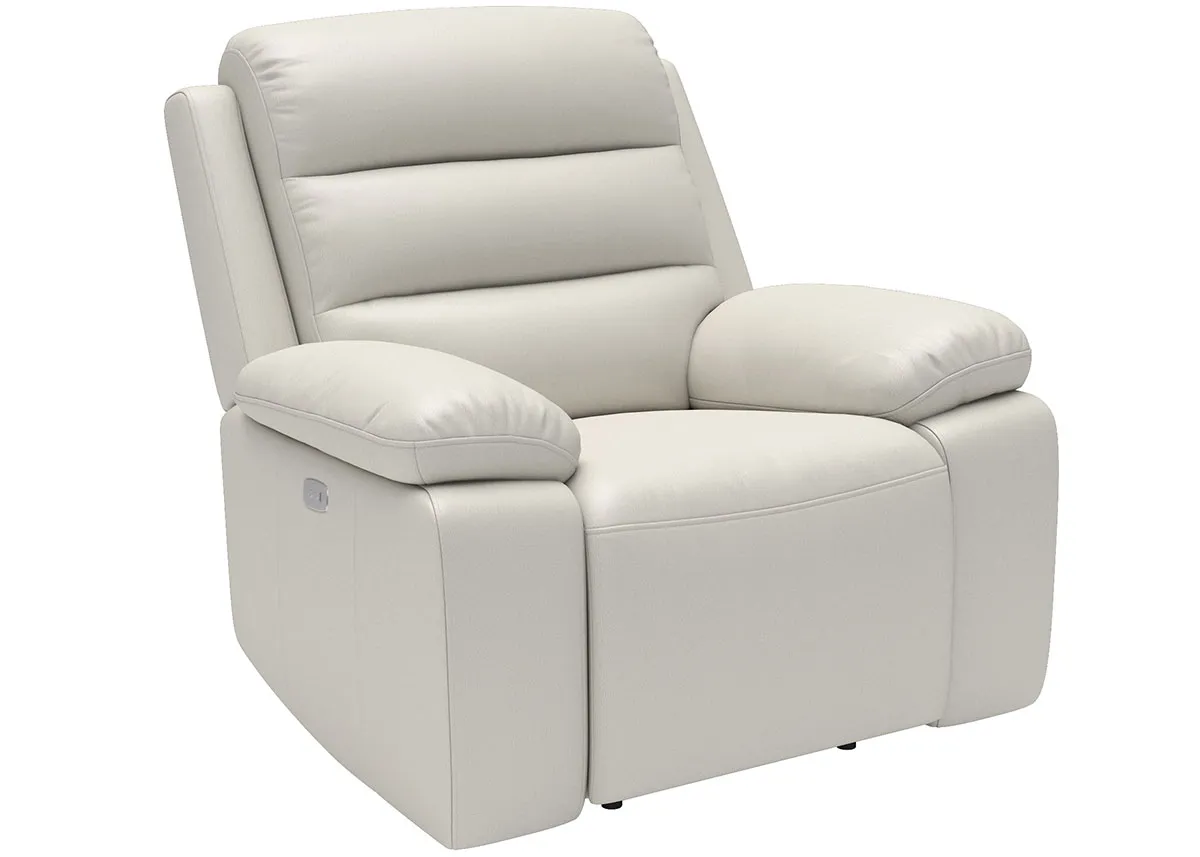 Duke Beige Leather Power Reclining Recliner by The RoomPlace ...