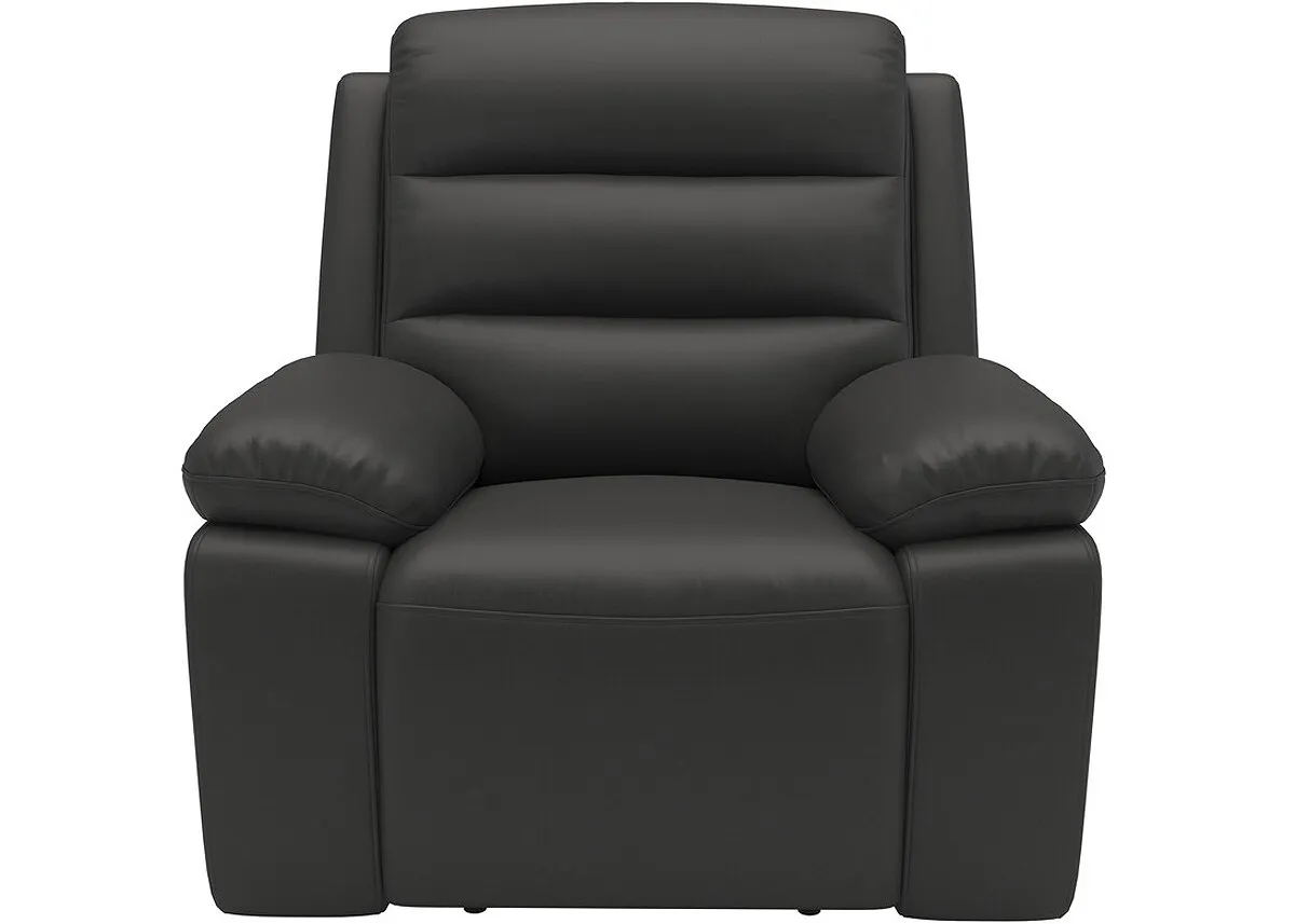 Duke Dark Gray Leather Power Recliner W/ Power Headrest