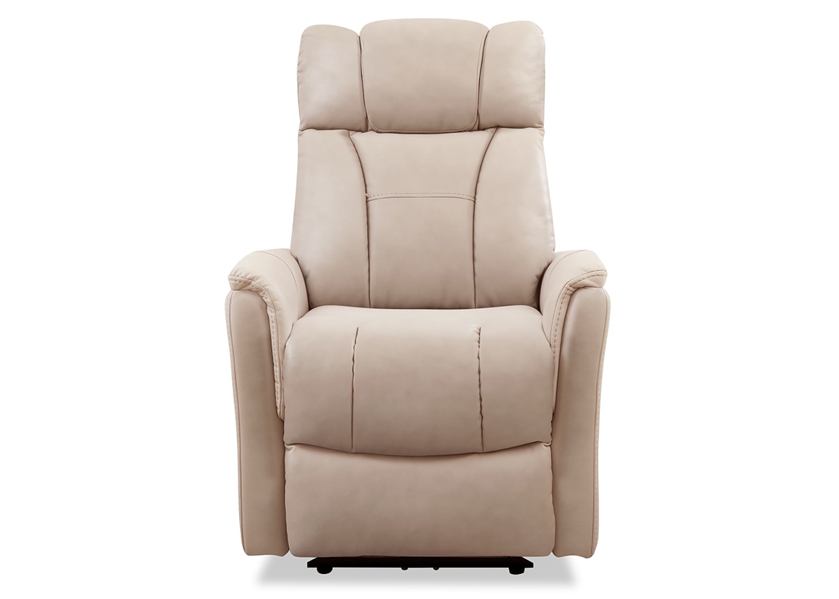 Ulysses Beige Leather Swivel Glider Recliner