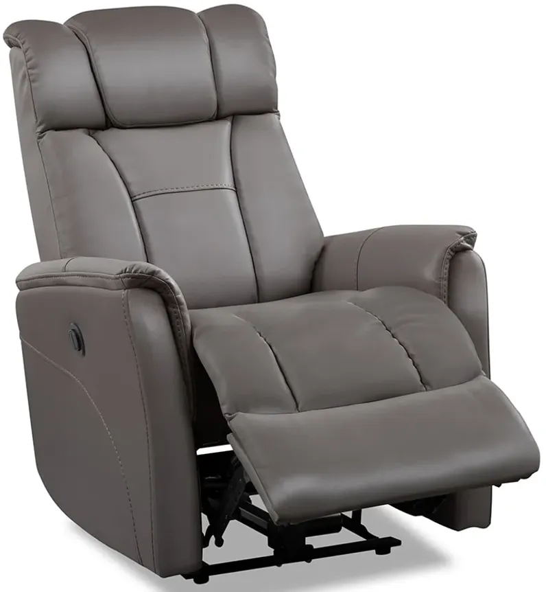 Ulysses Gray Leather Power Recliner