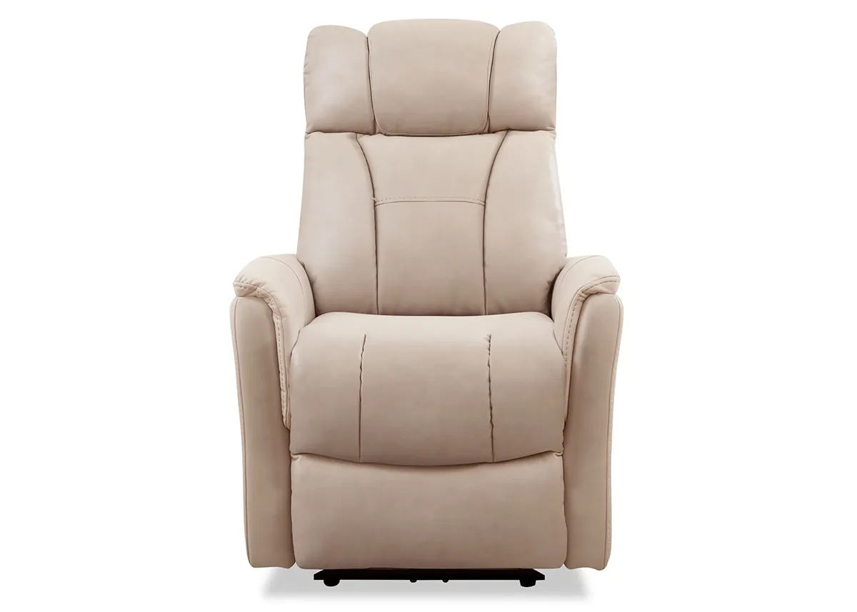 Ulysses Beige Leather Power Recliner