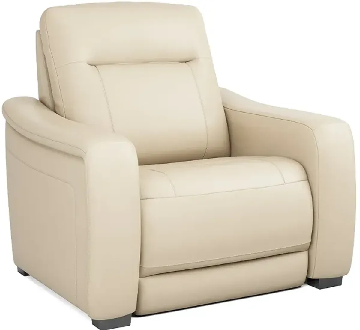 Newport Beige Leather Dual Power Recliner W/ Power Headrest By Drew & Jonathan