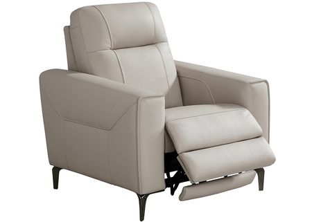Parkside Heights Gray Leather Power Recliner W/ Power Headrest By Drew & Jonathan