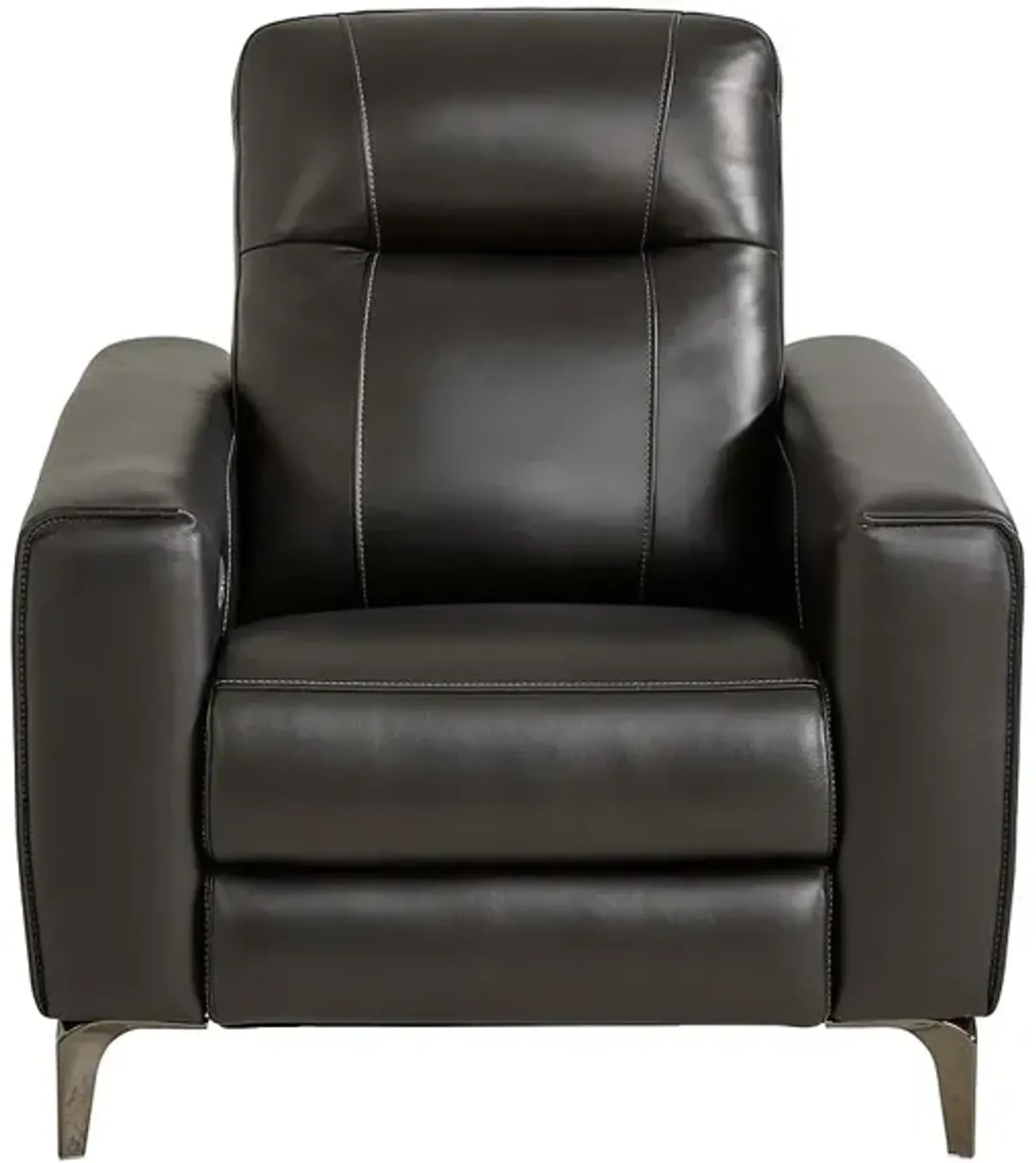 Parkside Heights Black Leather Power Recliner W/ Power Headrest By Drew & Jonathan