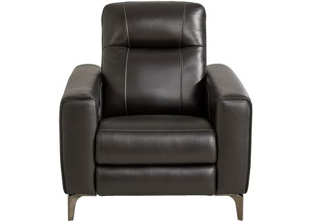 Parkside Heights Black Leather Power Recliner W/ Power Headrest By Drew & Jonathan