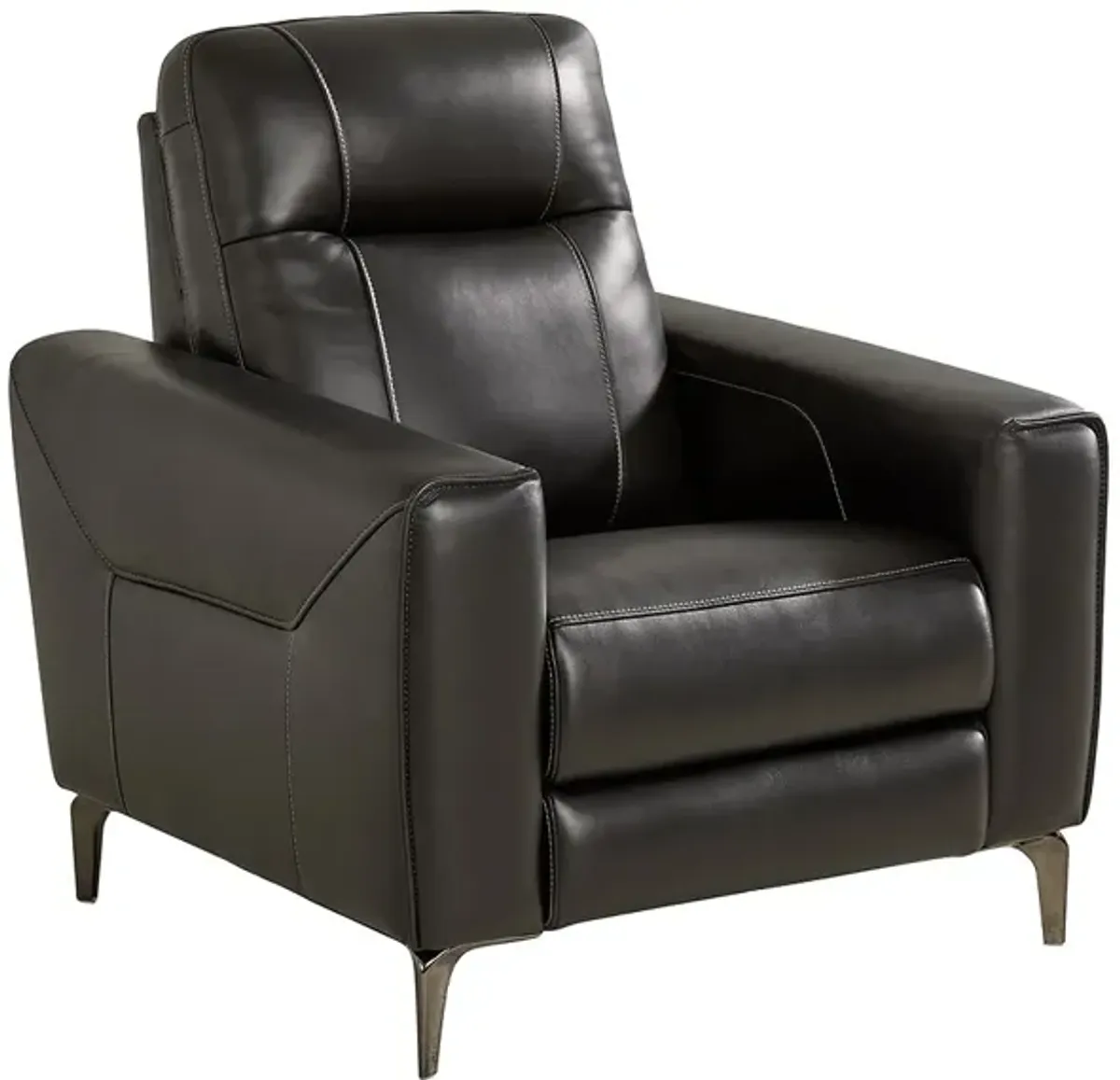 Parkside Heights Black Leather Power Recliner W/ Power Headrest By Drew & Jonathan