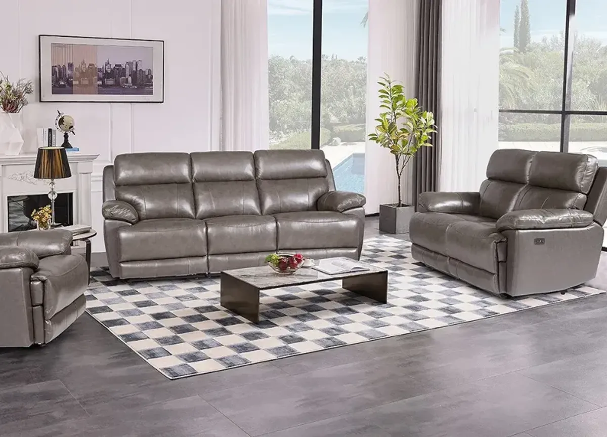 Joliet Brown Leather Power Recliner