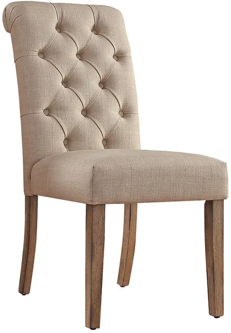 Richland Beige Rolled Back Tufted Dining Chair