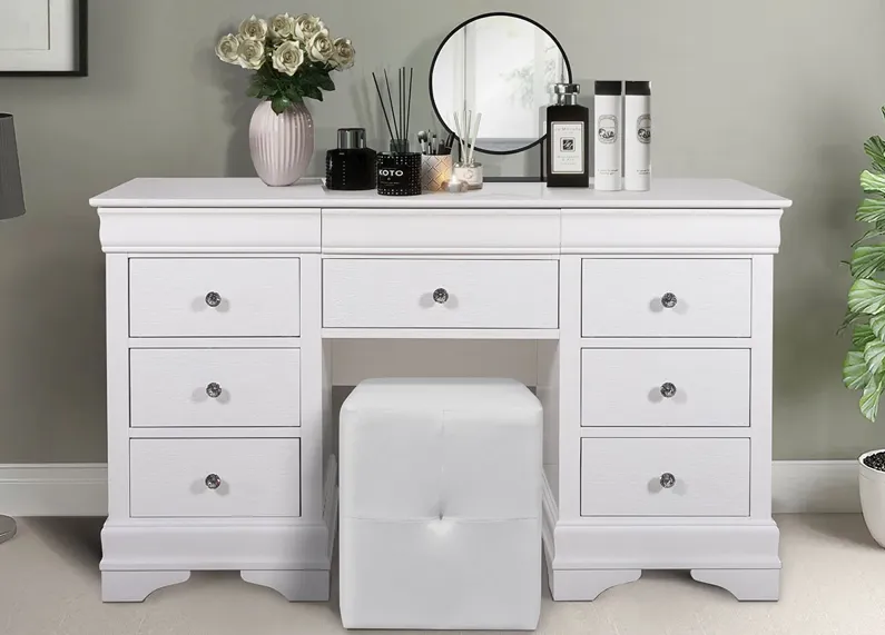 Lombardy White Vanity W/ Stool