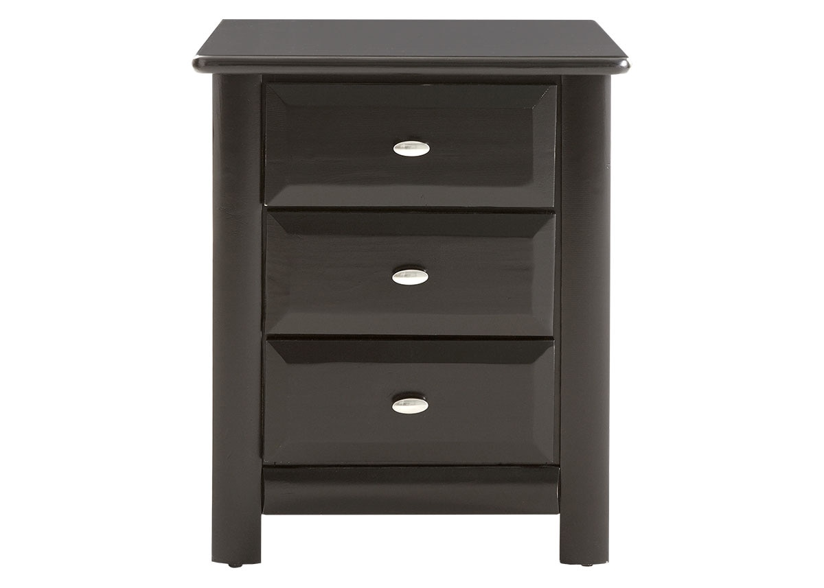 Catalina Black 3 Drawer Nightstand
