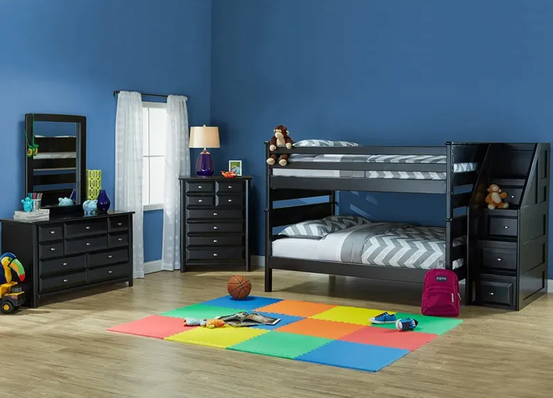 Catalina Black 5 Pc. Full Bunk Bedroom with Staircase